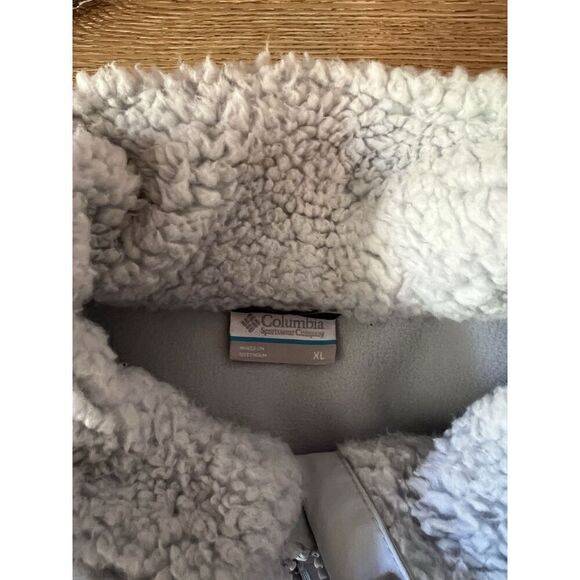 Columbia PFG Women’s Gray Full Zip Sherpa Mock Neck Jacket Size XL - Picture 3 of 3